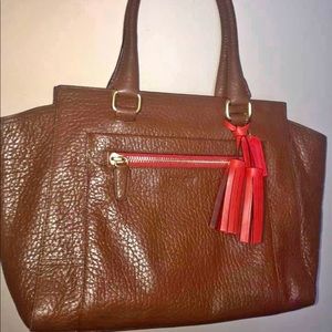 Brown leather coach handbag
